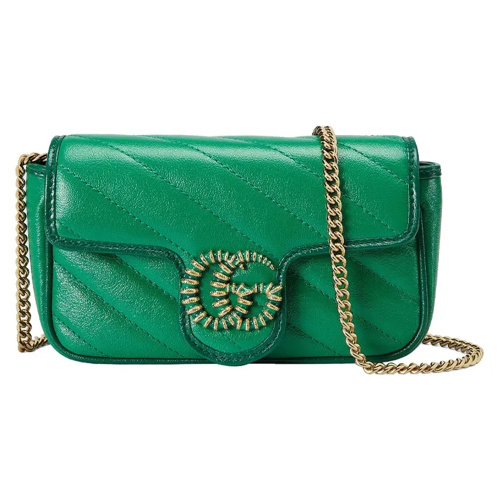 Зелёная сумка GG Marmont Super Mini