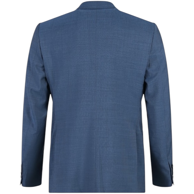 Синий однобортный костюм прямого кроя из натуральной шерсти