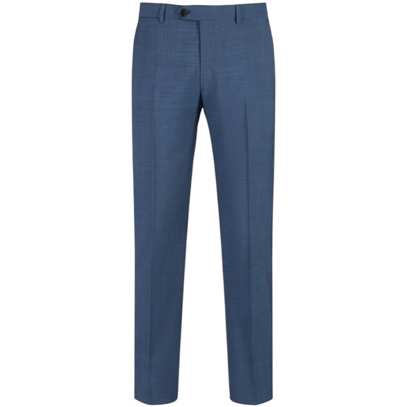 Синий однобортный костюм прямого кроя из натуральной шерсти