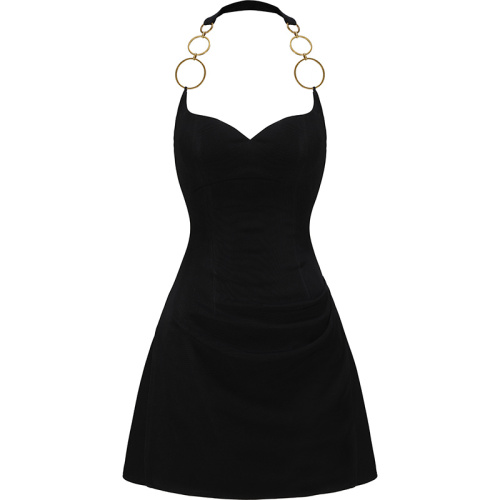 Чёрное платье мини с кольцами Amira Dress