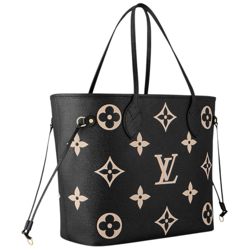 Сумка-тоут Neverfull MM чёрная/бежевая