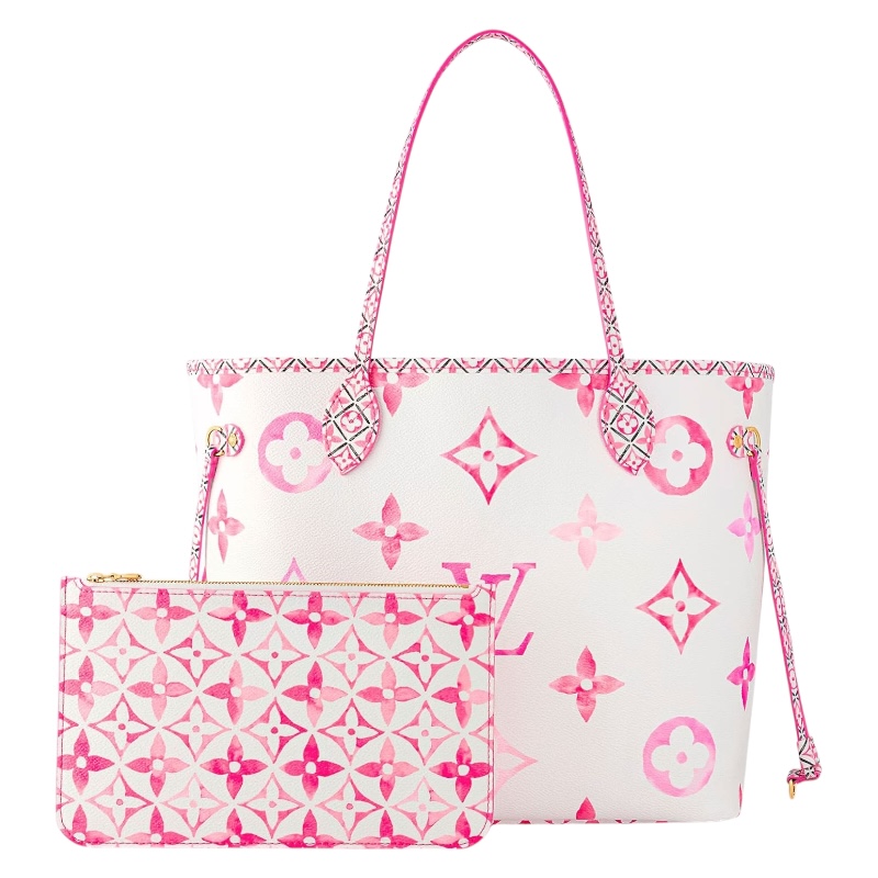 Сумка-тоут Neverfull MM белая/розовая