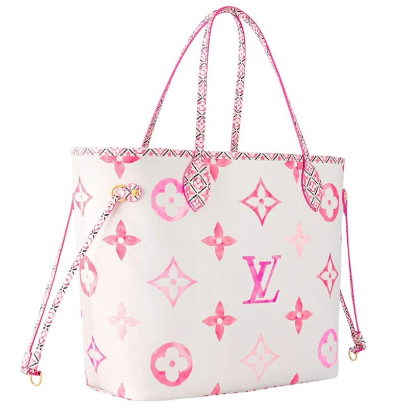 Сумка-тоут Neverfull MM белая/розовая