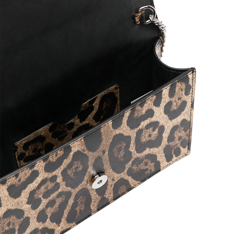 Леопардовая сумка через плечо на цепочке с черепом