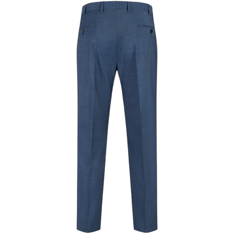 Синий однобортный костюм прямого кроя из натуральной шерсти