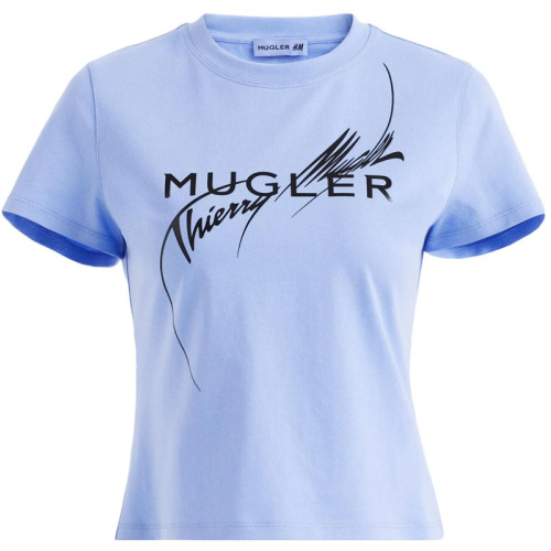 H&M x Mugler Женская голубая футболка с короткими рукавами 