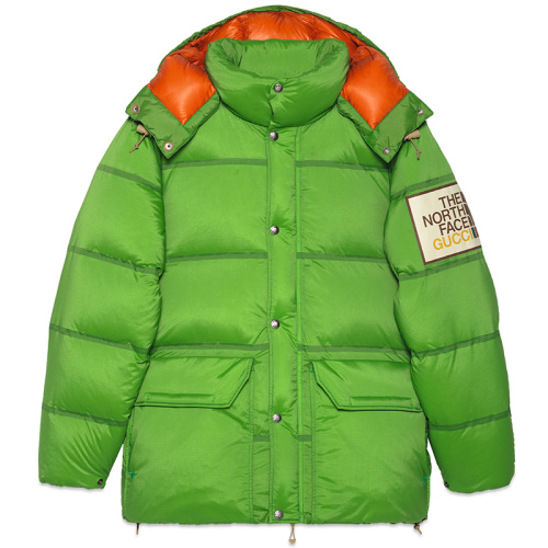 GUCCI x THE NORTH FACE Женский пуховик с капюшоном зелёный