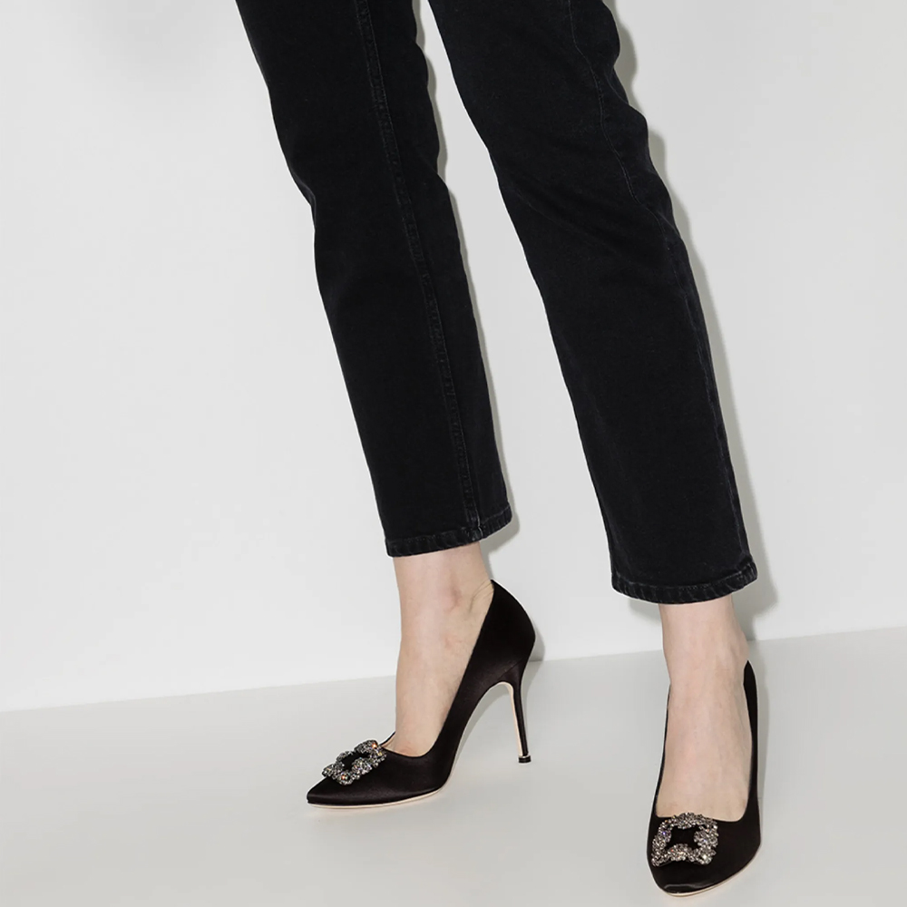 Чёрные туфли на каблуке Hangisi с кристаллами