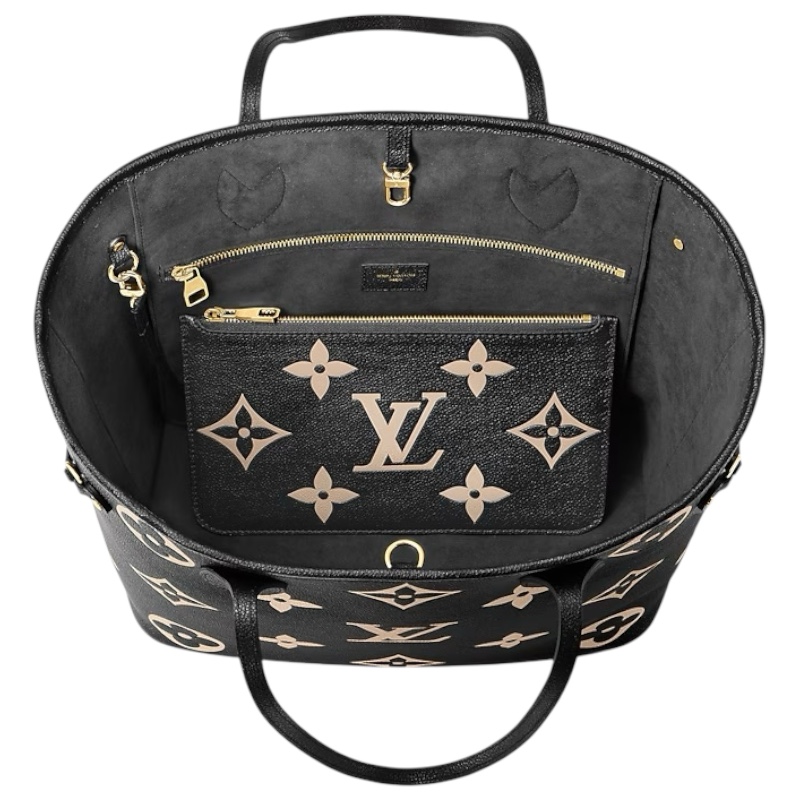 Сумка-тоут Neverfull MM чёрная/бежевая