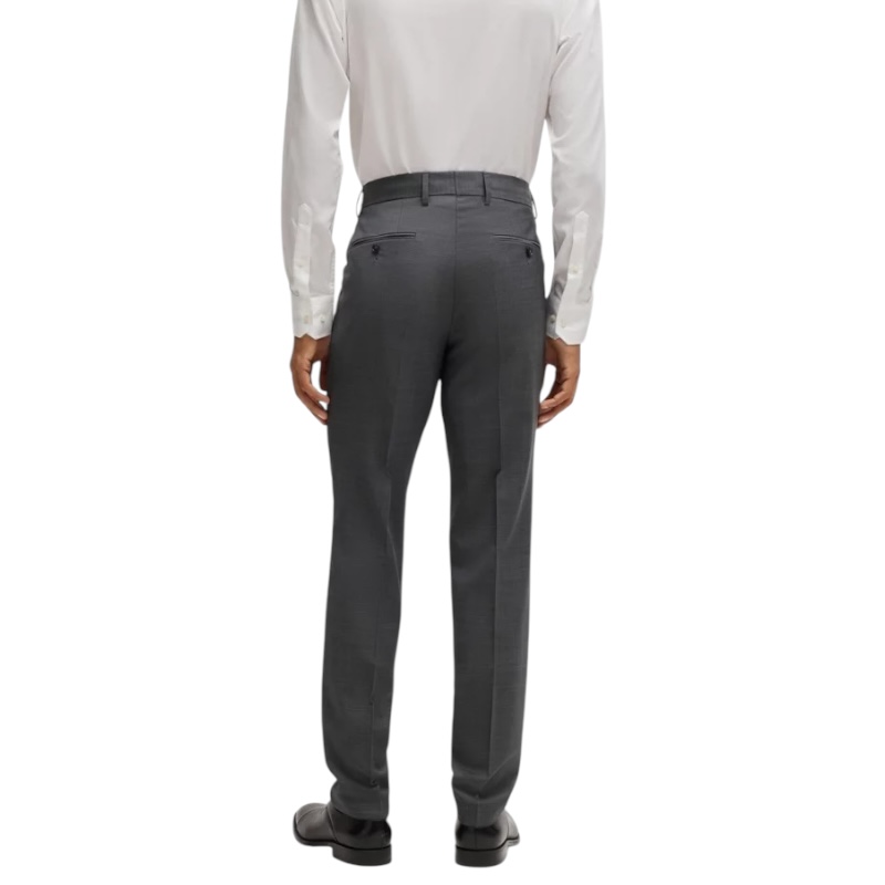 Костюм прямого кроя из натуральной шерсти с микроузором серого цвета