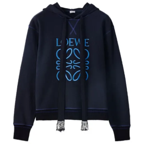 Худи из хлопкового флиса с логотипом Anagram темно-синего цвета