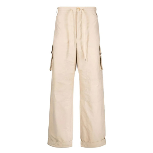 Бежевые брюки-карго с кулиской