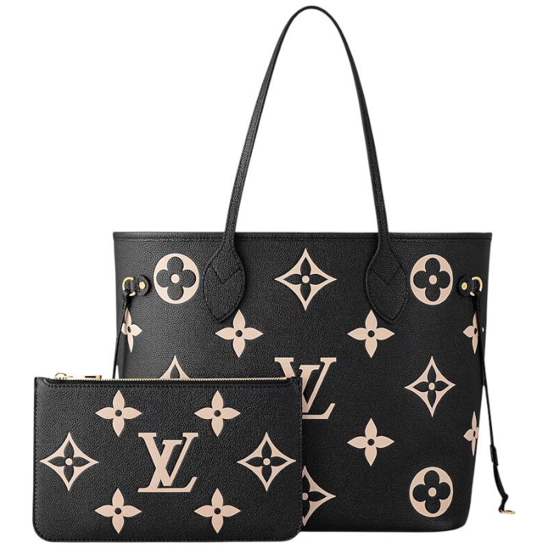 Сумка-тоут Neverfull MM чёрная/бежевая