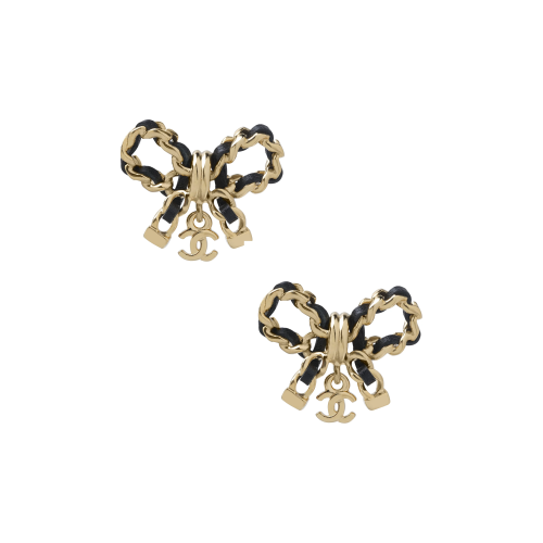 CHANEL Серьги-гвоздики виде бантиков с логотипом 