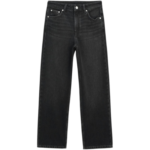 Чёрные джинсы средней посадки прямого кроя 