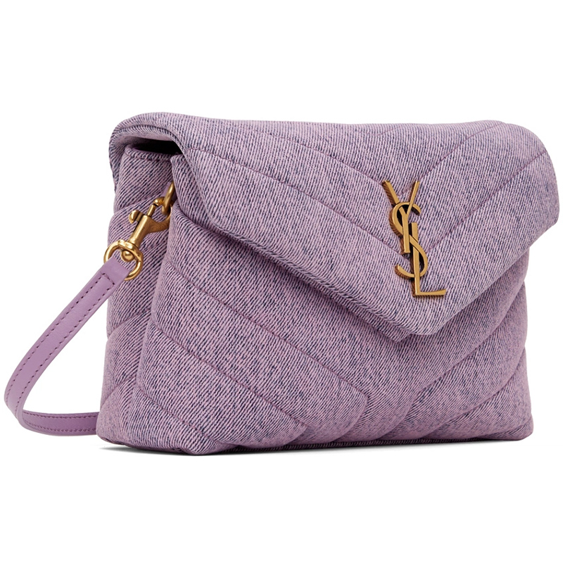 Сиреневая стёганная сумка через плечо из денима Loulou