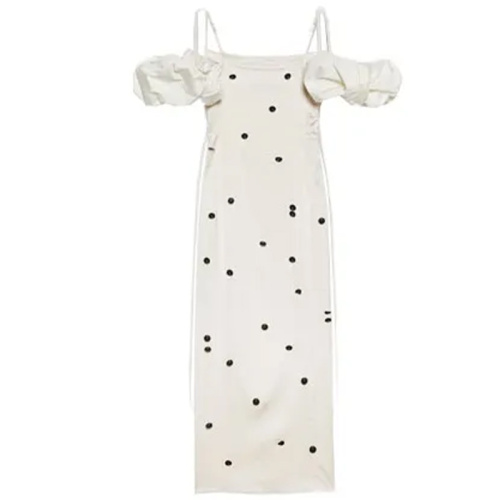 Атласное платье миди в горошек La Robe Chouchou