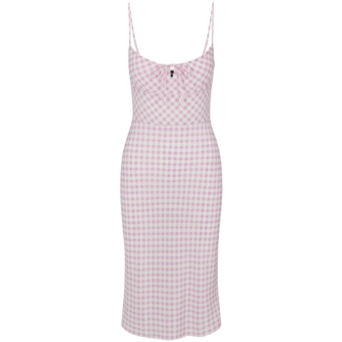 Шёлковый розовый сарафан в клетку The Elsa in Pink Gingham