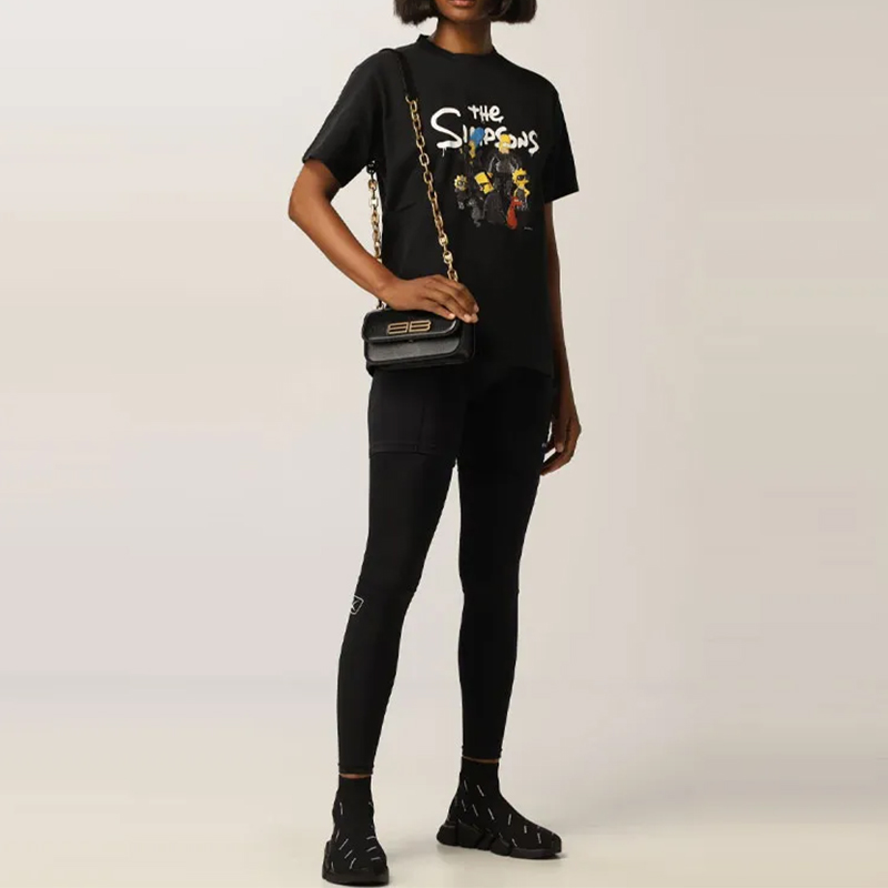 Чёрная хлопковая футболка Balenciaga x The Simpsons