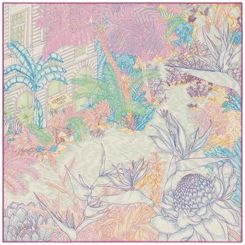 Шёлковый платок Faubourg Tropical Detail сиреневый 45