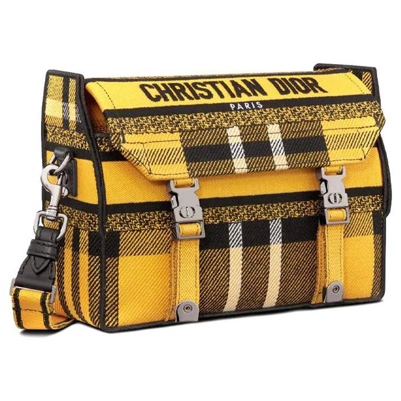 Жёлтая сумка через плечо в клетку DiorCamp Check'n'Dior