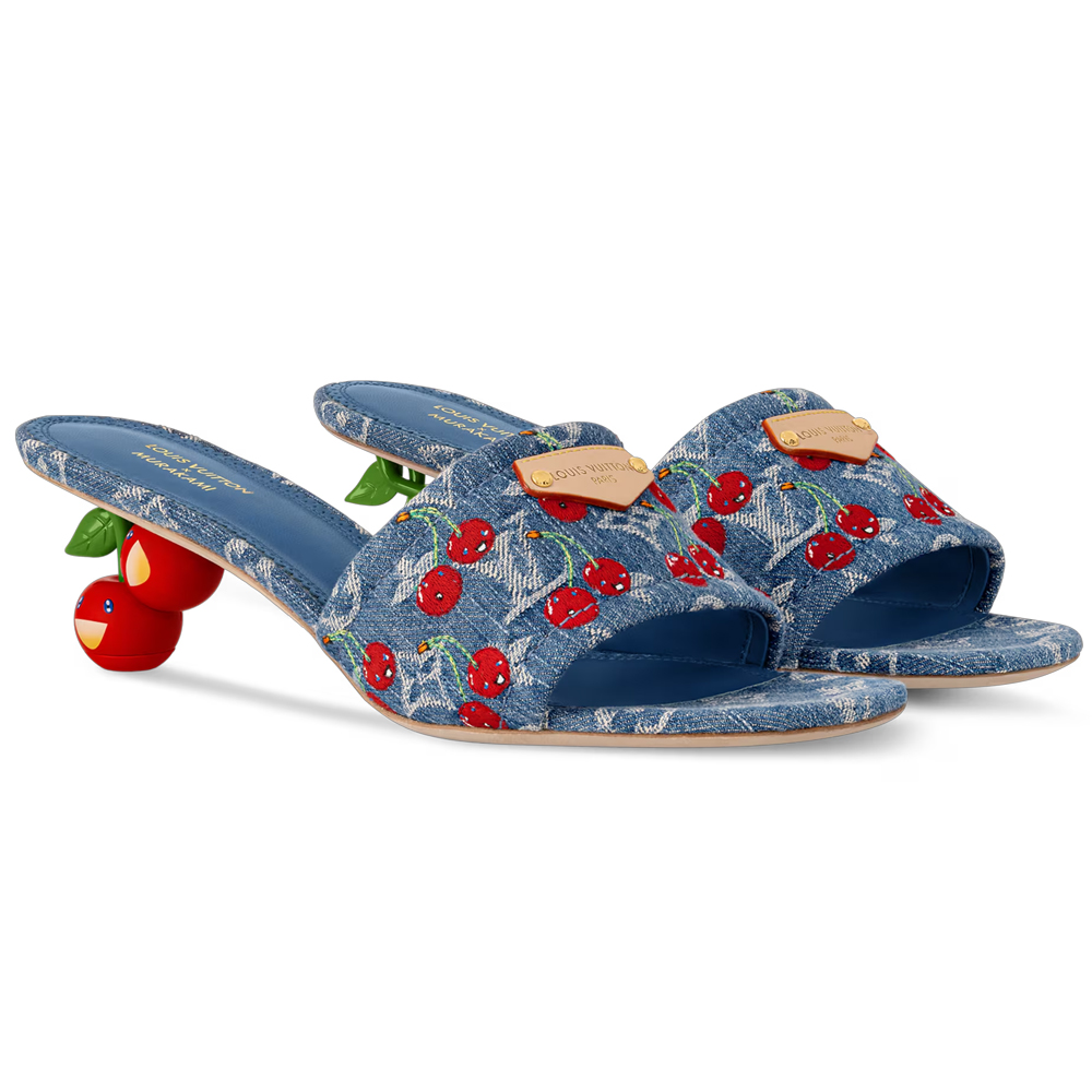 Джинсовые мюли на каблуках в виде вишен Louis Vuitton x Takashi Murakami Lily