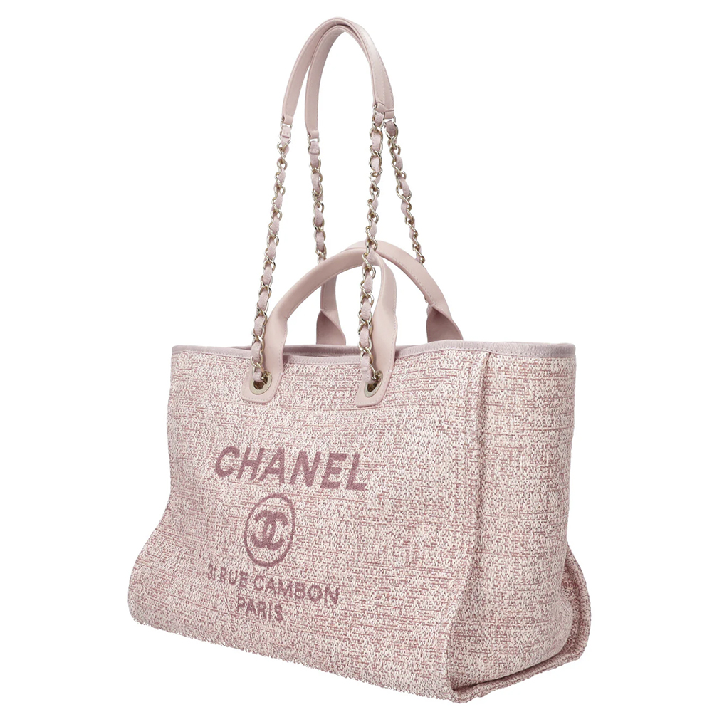 Розовая твидовая сумка-тоут CHANEL Deauville среднего размера
