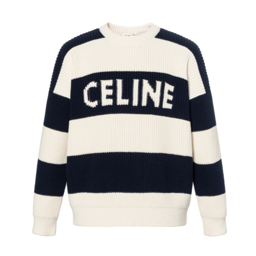 Хлопковый вязаный свитер с логотипом черно-белый SS24