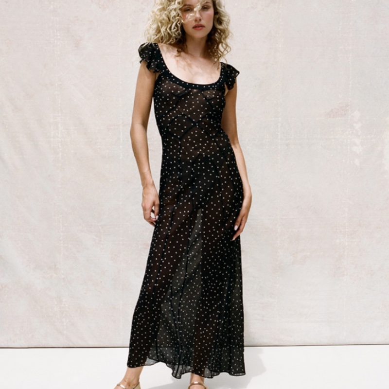 Шёлковое платье в горошек The Lila in Celestial