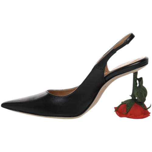 Кожаные туфли-слингбеки с каблуком в виде розы