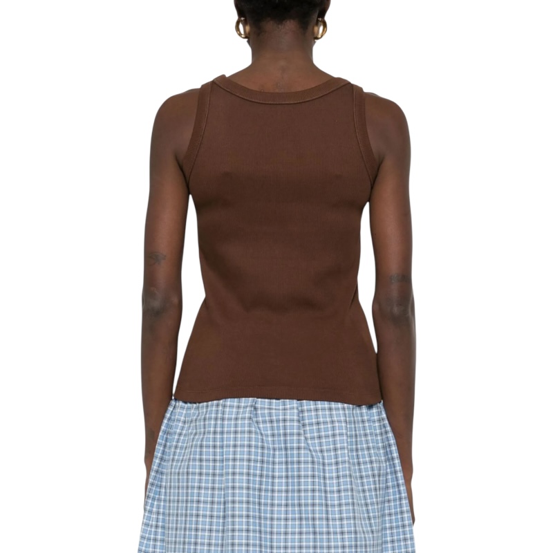 Коричневая майка из ребристого джерси Costina