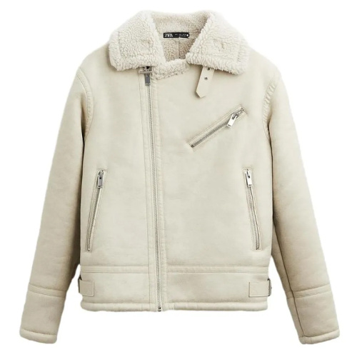 Мужская дублёнка-авиатор слоновая кость