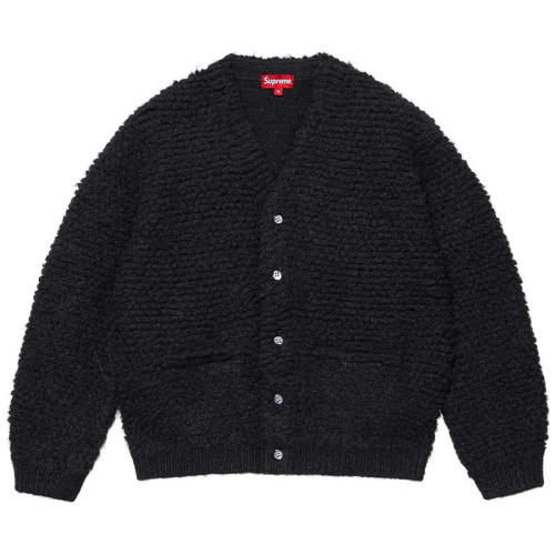 Чёрный шерстяной кардиган крупной вязки FW24