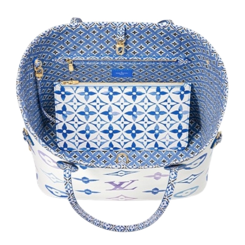 Сумка-тоут Neverfull MM белая/синяя