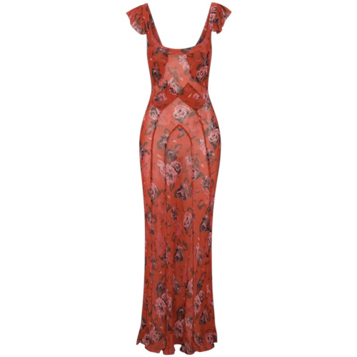 Шёлковое красное платье в цветочек The Lila in Rosa