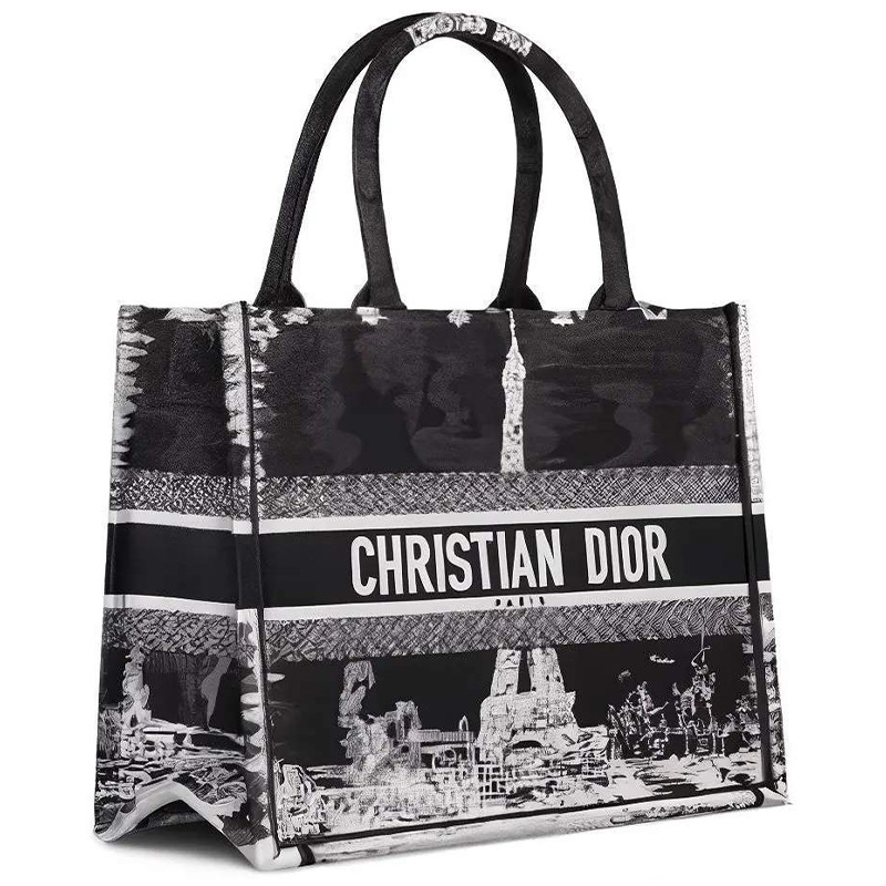 Сумка-тоут BookTote White and Black Paris Embroidery medium