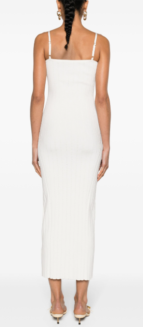 Белое трикотажное платье миди на бретельках La Robe Sierra