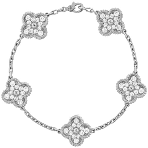 Браслет Van Cleef & Arpels Vintage Alhambra, 5 motifs Белое золото 18 карат, бриллиант