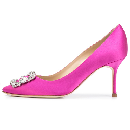 Розовые туфли на каблуке с кристаллами