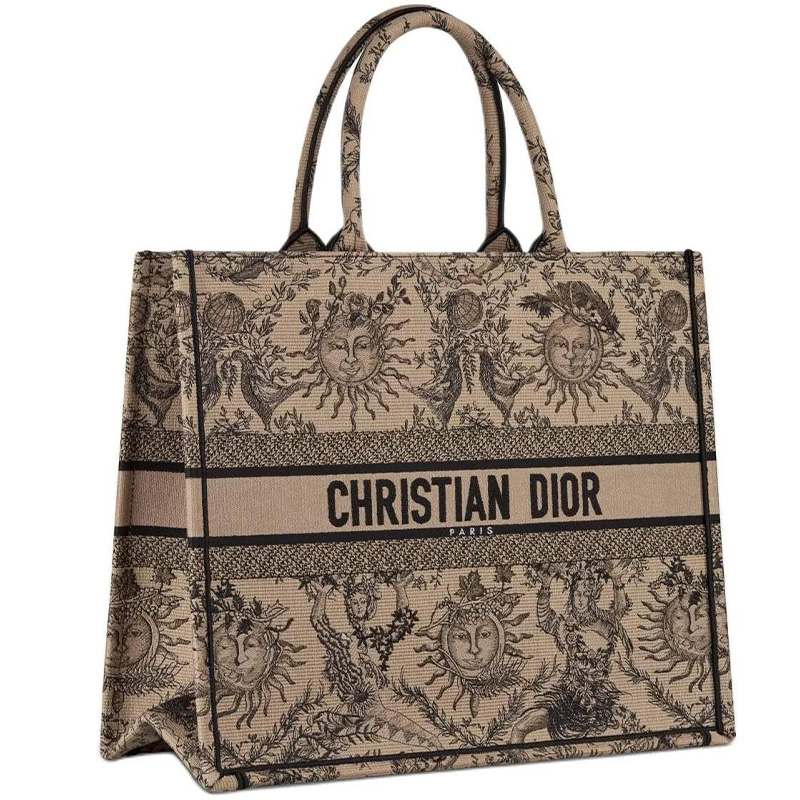 Сумка-тоут BookTote бежевая и чёрная Toile de Jouy Soleil large