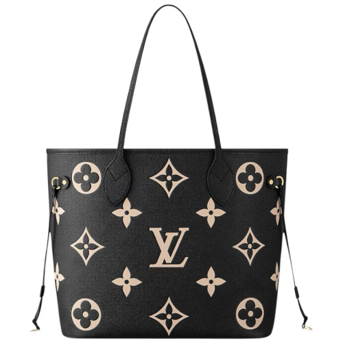 Сумка-тоут Neverfull MM чёрная/бежевая