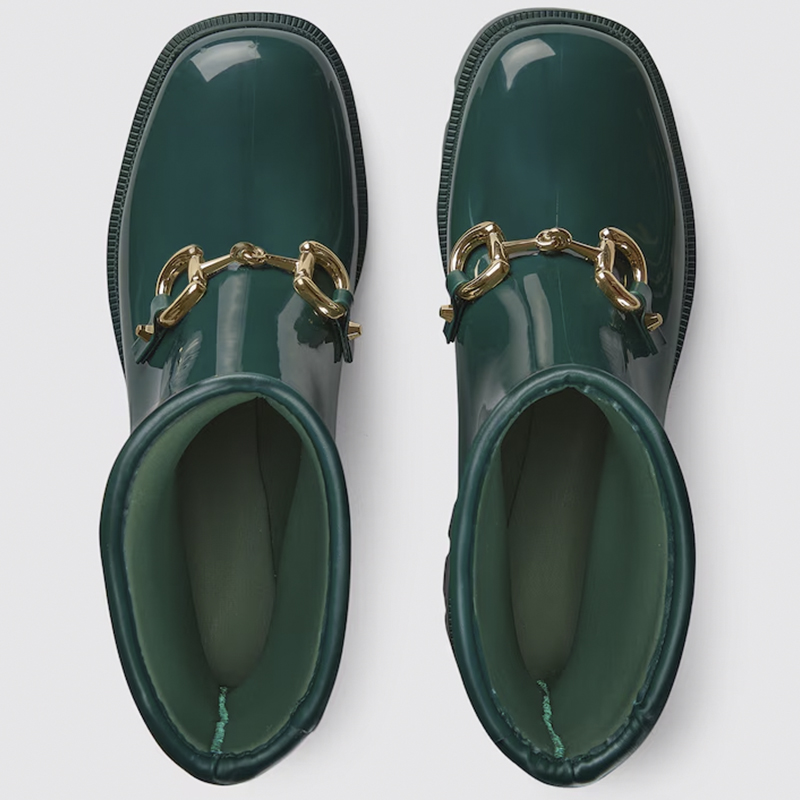 Зелёные резиновые полусапоги Horsebit