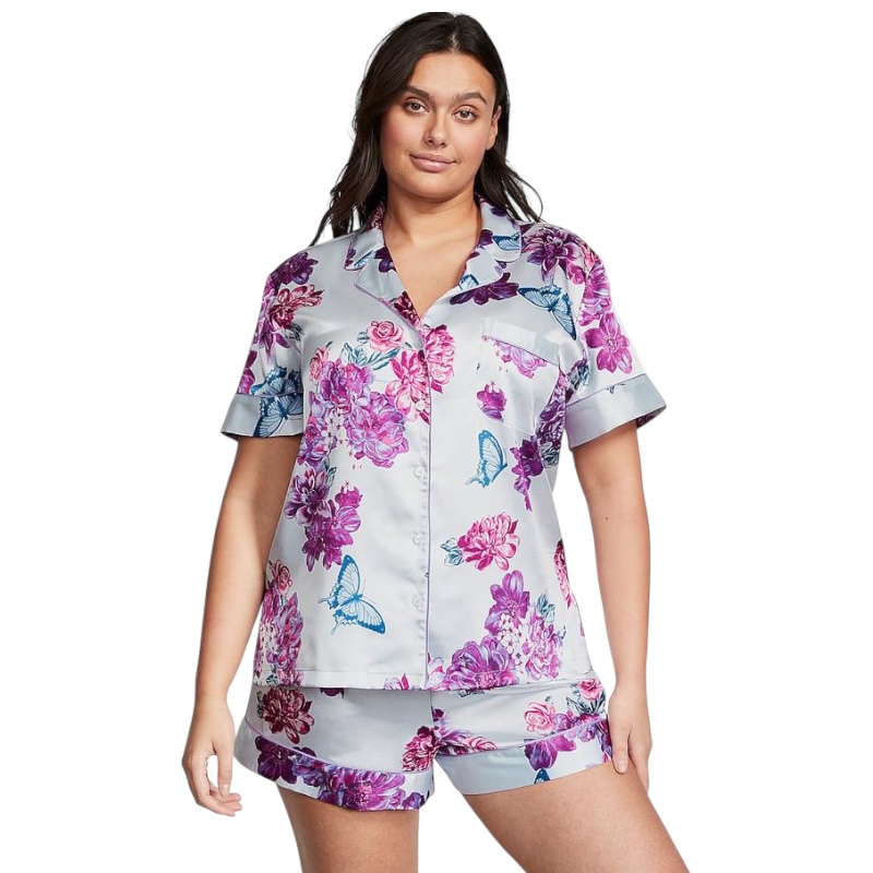 Сатиновый короткий пижамный комплект Ballad Blue Floral