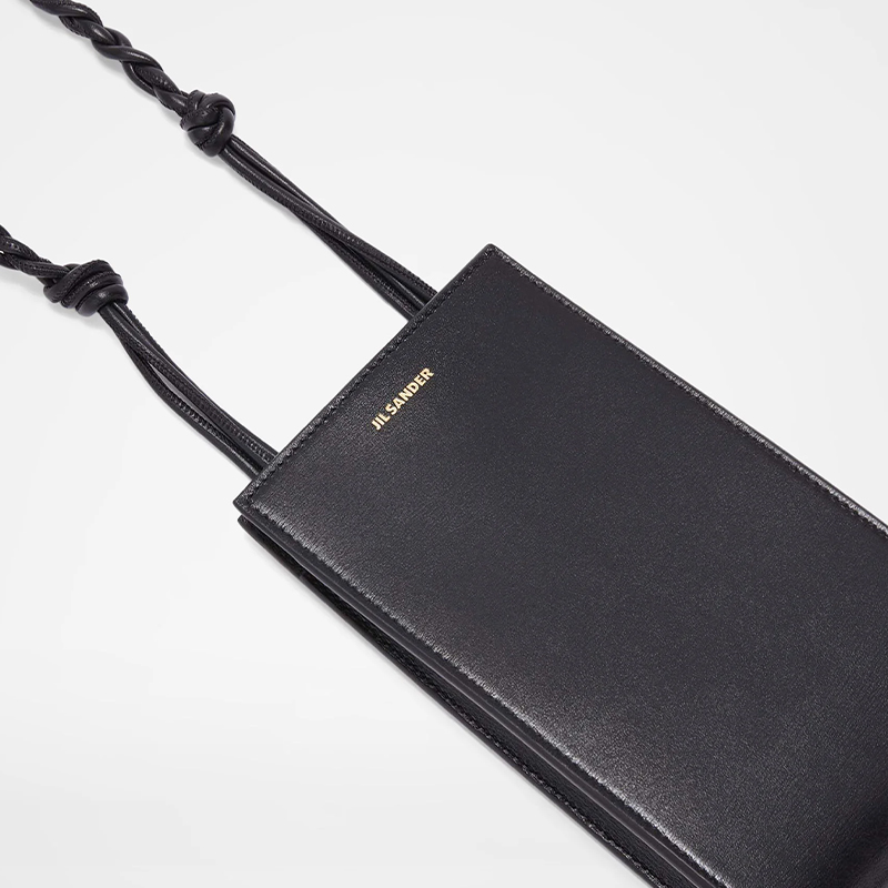 Кожаный чехол для телефона с ремешком ручной работы чёрный