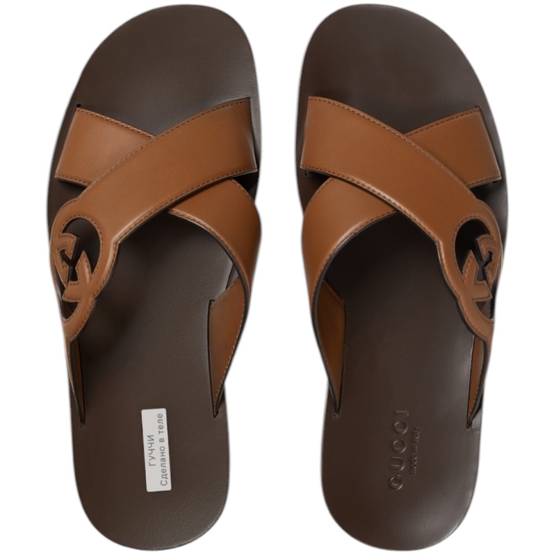 Мужские кожаные шлёпанцы Interlocking G slide