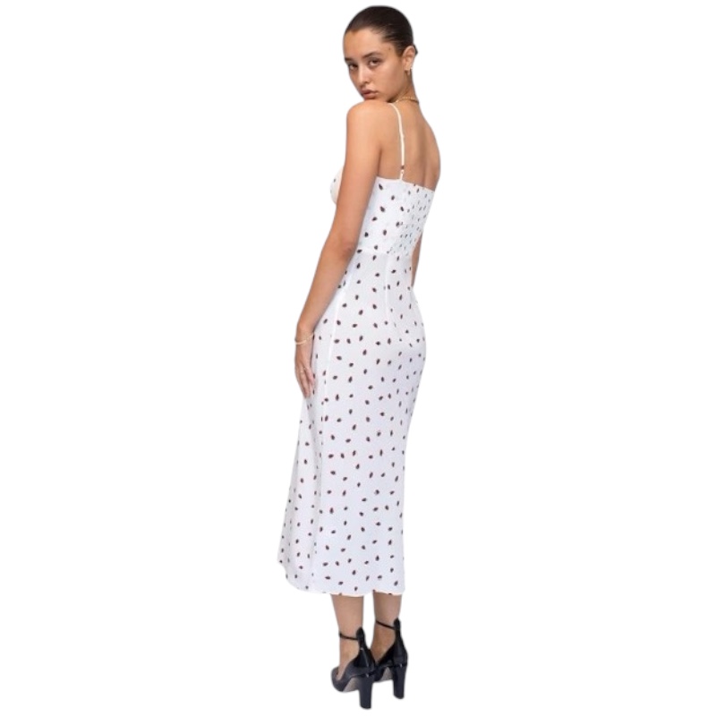 Шёлковое платье The Alba in White Strawberry