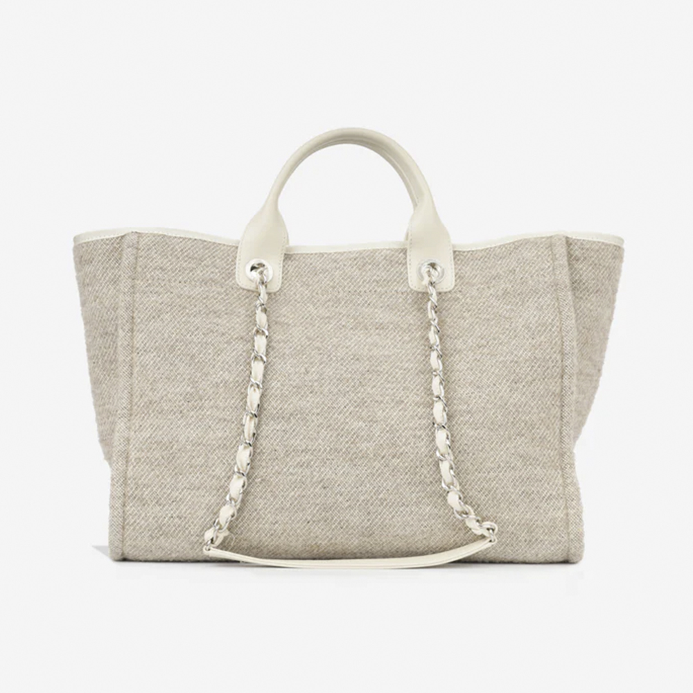 Серая сумка-тоут CHANEL Deauville среднего размера