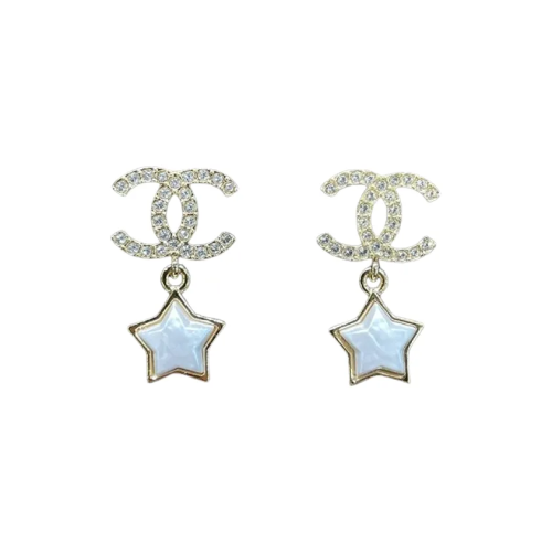 CHANEL Серьги с логотипом и жемчужными звёздами