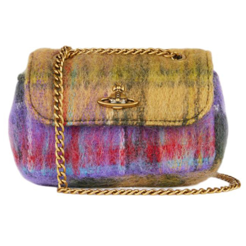 Маленькая сумка с цепочкой в клетку мульти