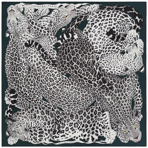 Шёлковый платок Lazy Leopardesses vert/noir 90